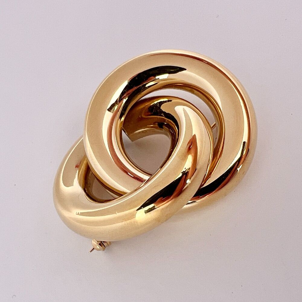 Vintage Bijoux Cascio Italy Couture (SIGNED) Gold Tone Torsade Knot Brooch Pin